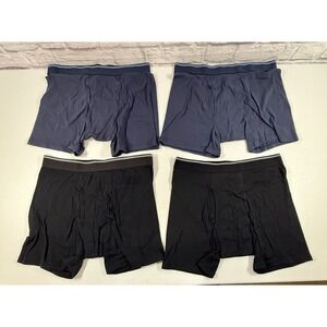 NEW Kirkland Signature 4 Pair Boxer Briefs Cotton Black Large L 13"